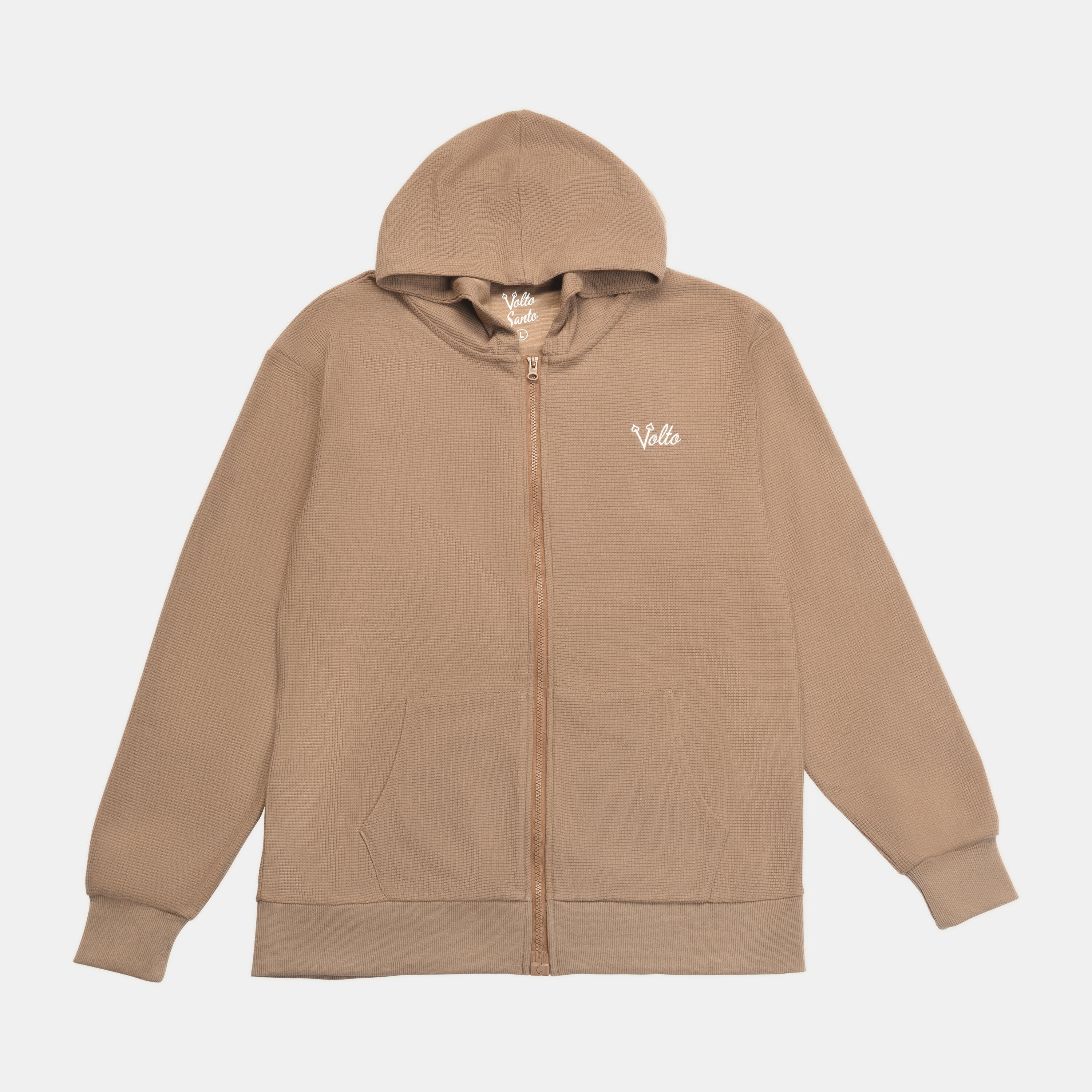 Volto Script Waffle Zip-Up Hoodie