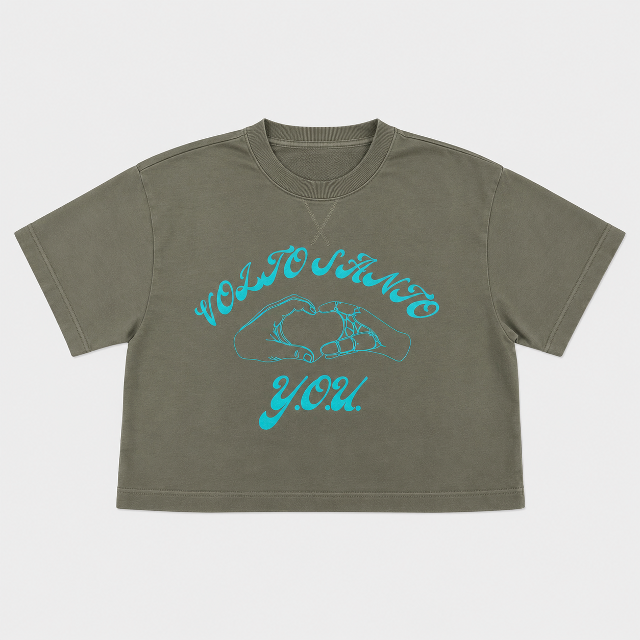 Volto Santo x Y.O.U. Heart Hands S/S Cropped Crew in Scoreboard