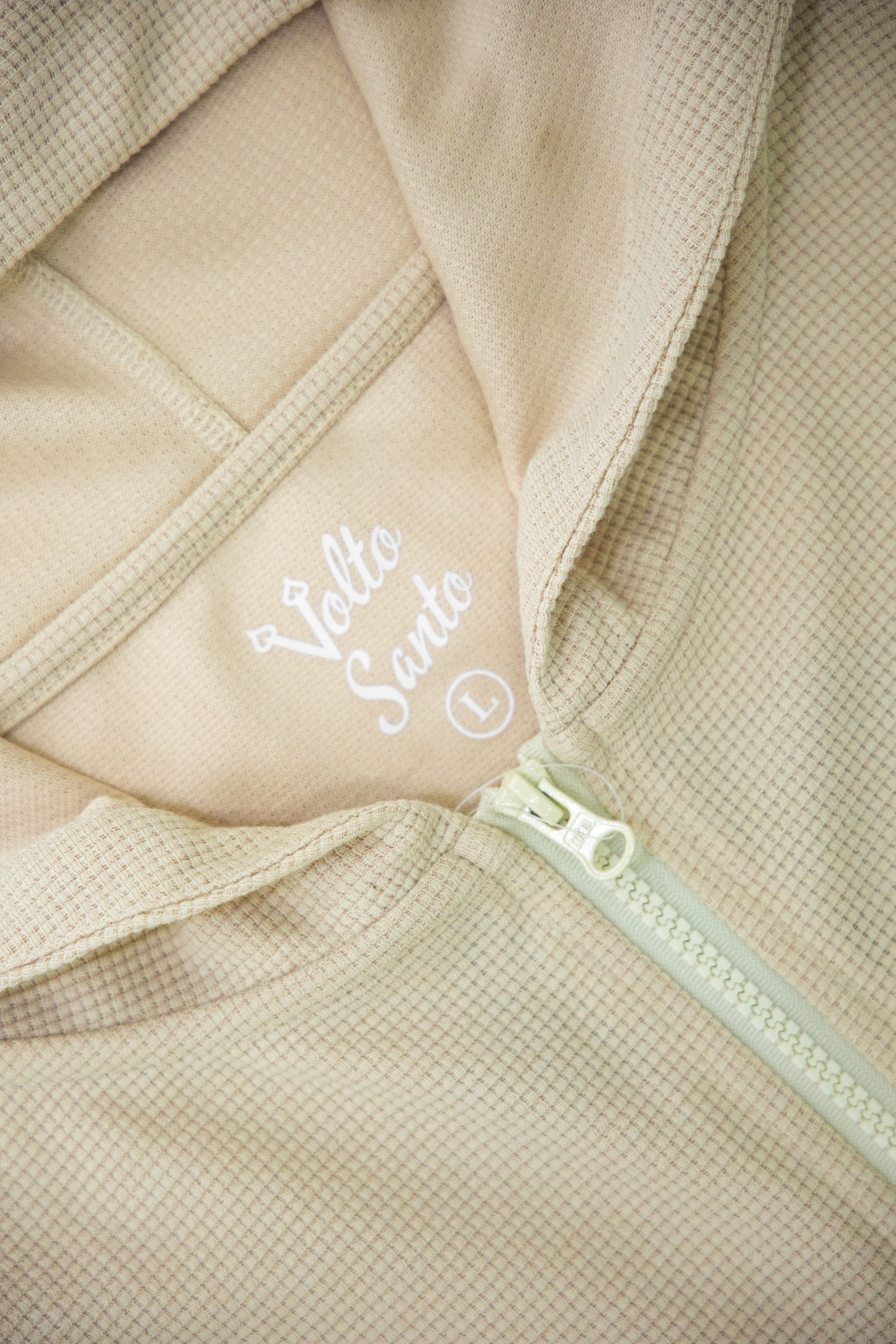 Volto Script Waffle Zip-Up Hoodie