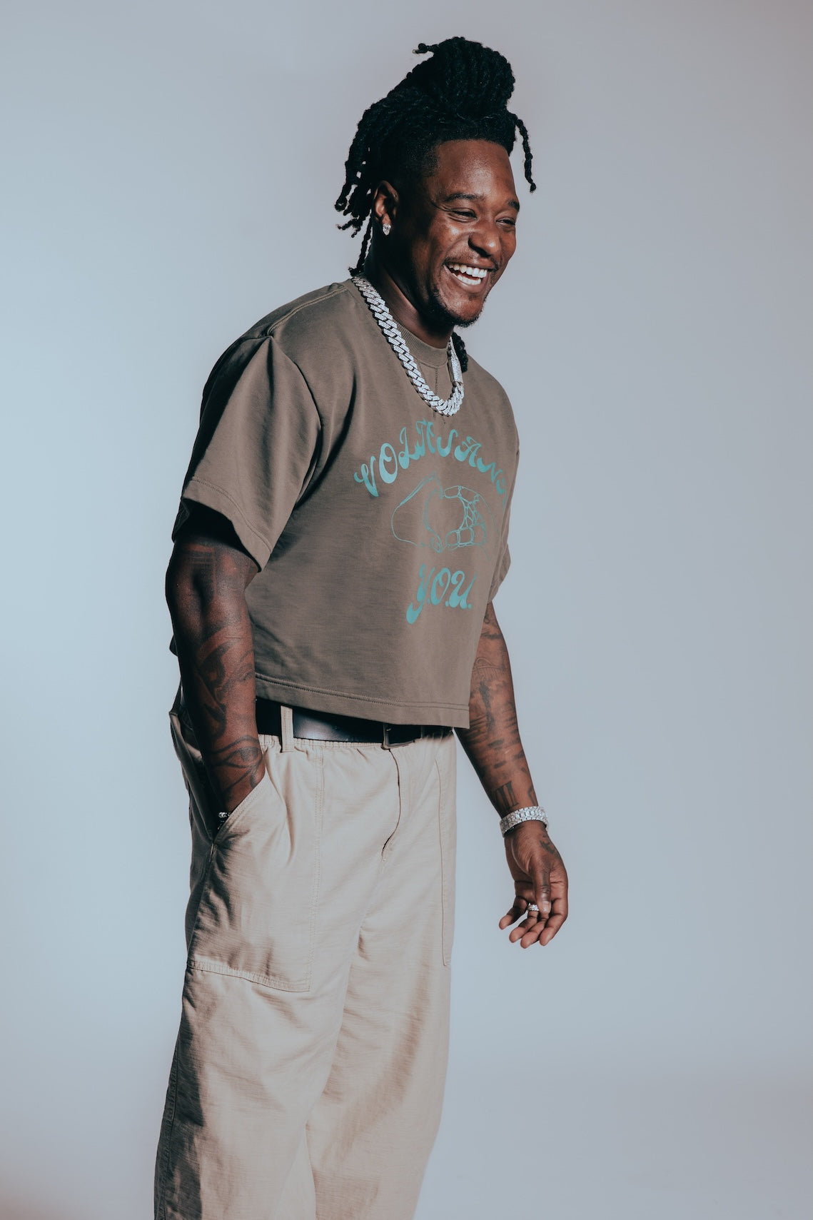 Volto Santo x Y.O.U. Heart Hands S/S Cropped Crew in Scoreboard