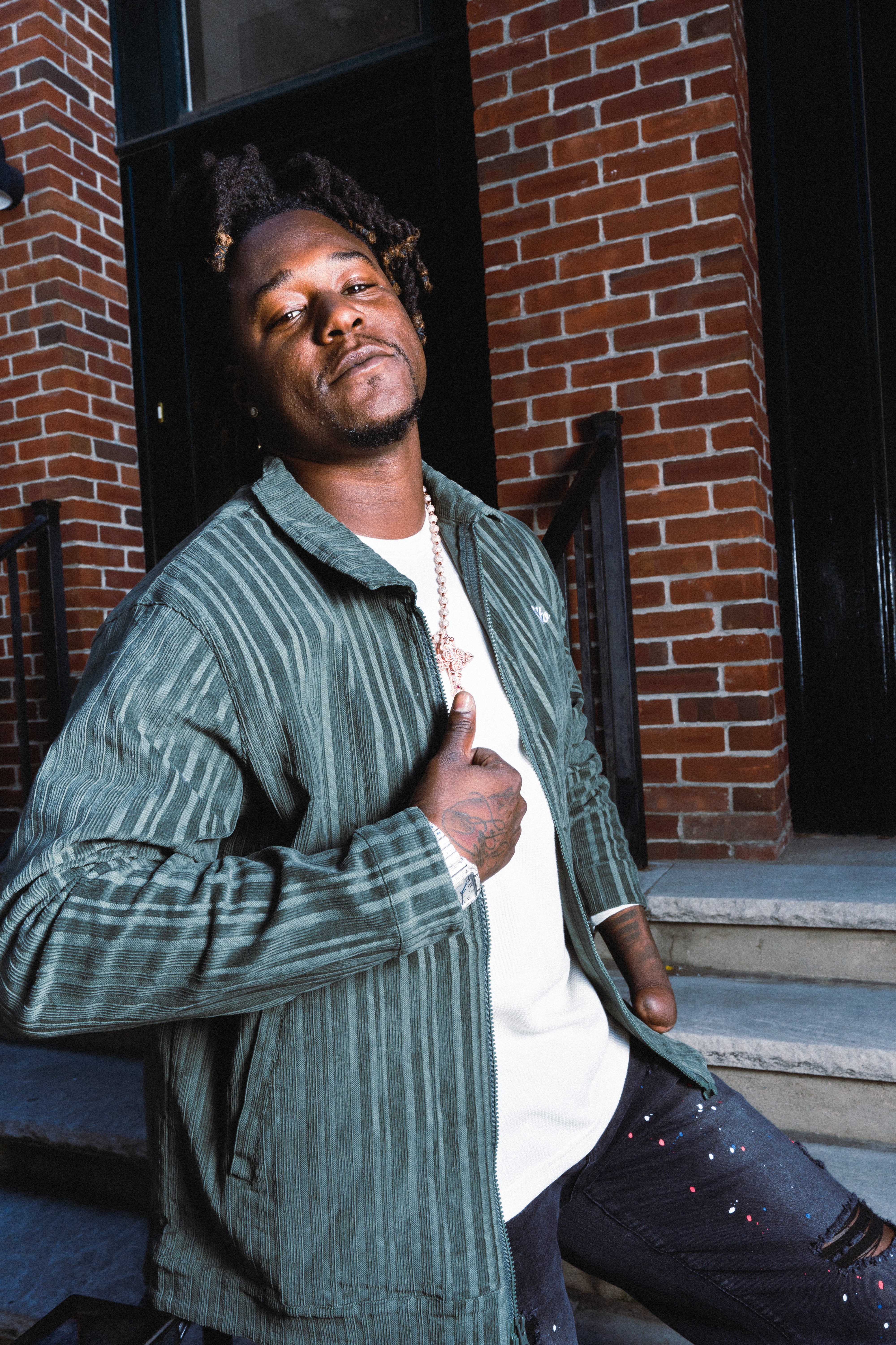 Volto Pinstripe Cordo Shirt Jacket