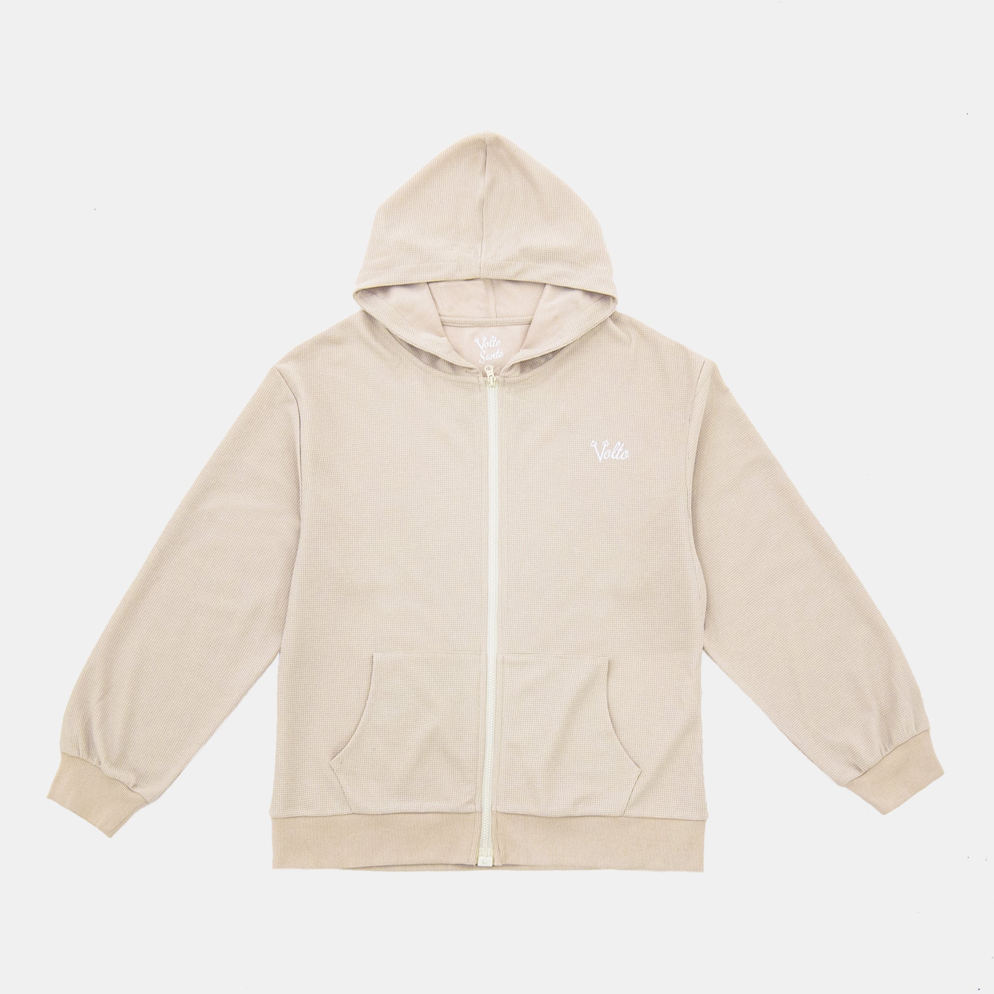 Volto Script Waffle Zip-Up Hoodie