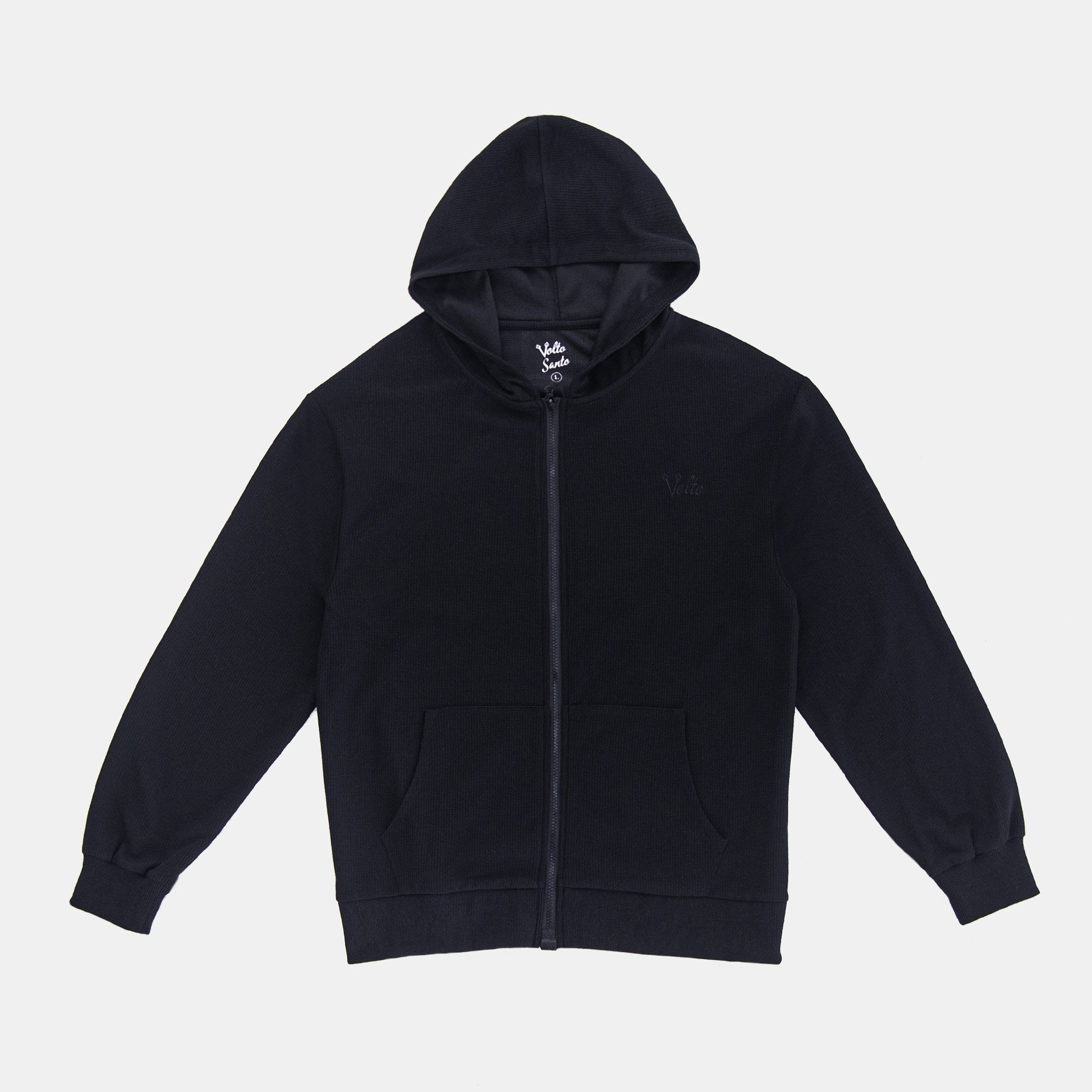 Volto Script Waffle Zip-Up Hoodie