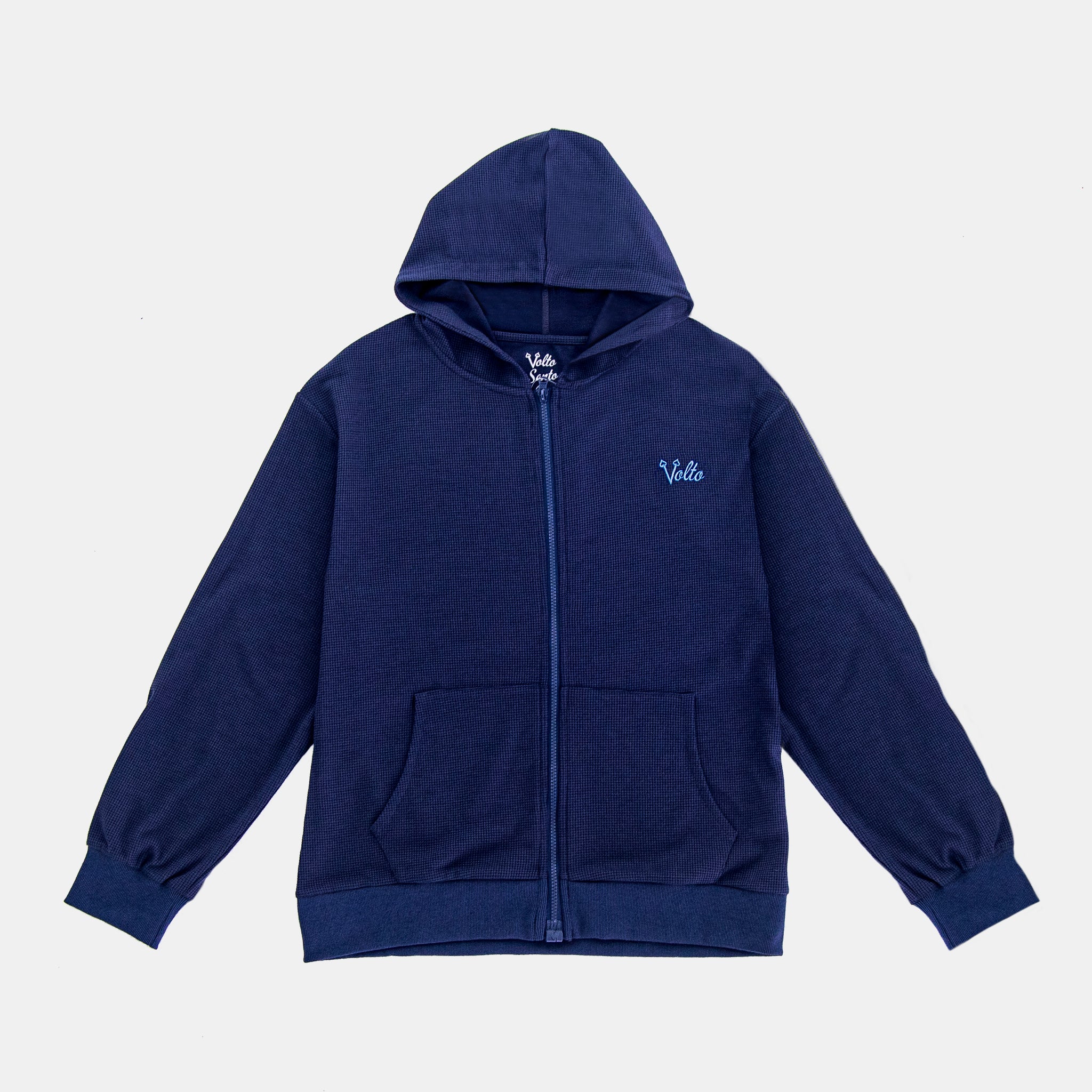Volto Script Waffle Zip-Up Hoodie
