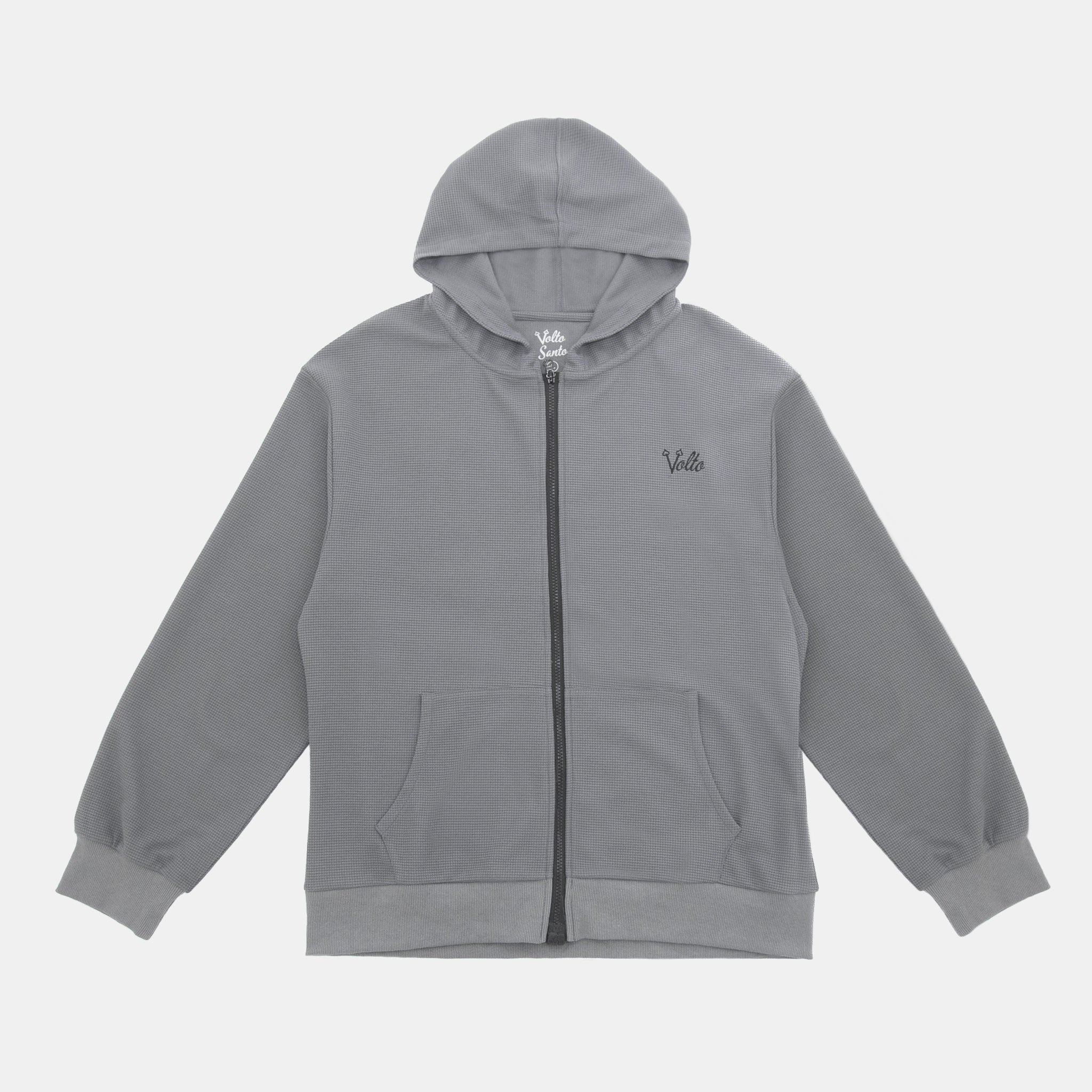 Volto Script Waffle Zip-Up Hoodie
