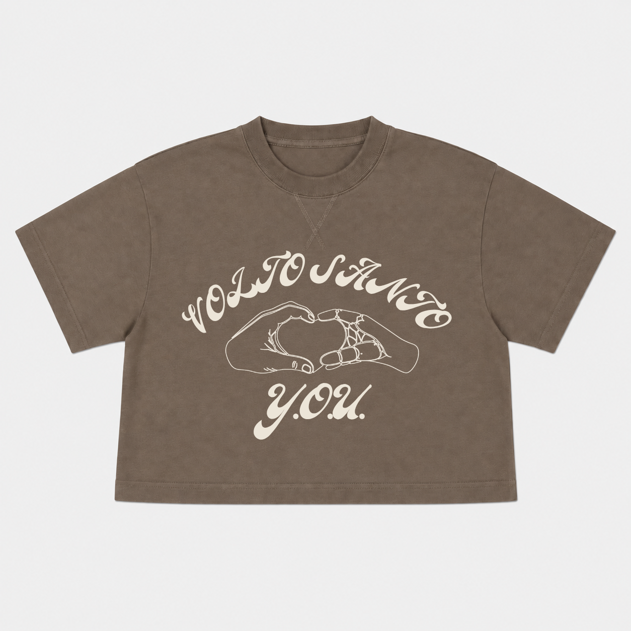 Volto Santo x Y.O.U. Heart Hands S/S Cropped Crew in Teddy