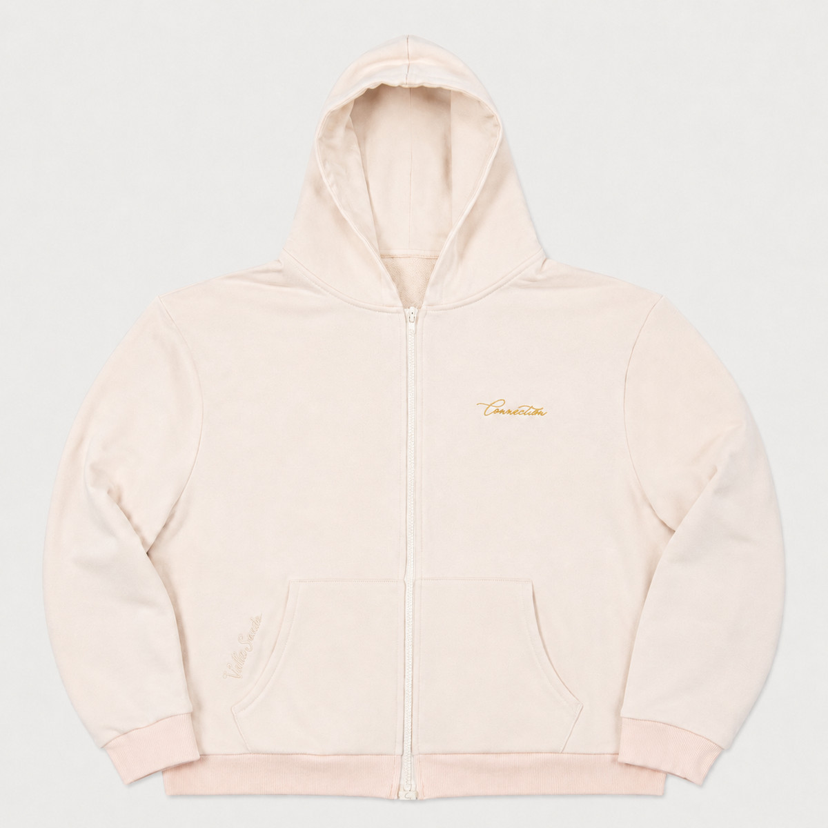 Volto Santo x Y.O.U. Connection Script Full-Zip Hoodie in Bone