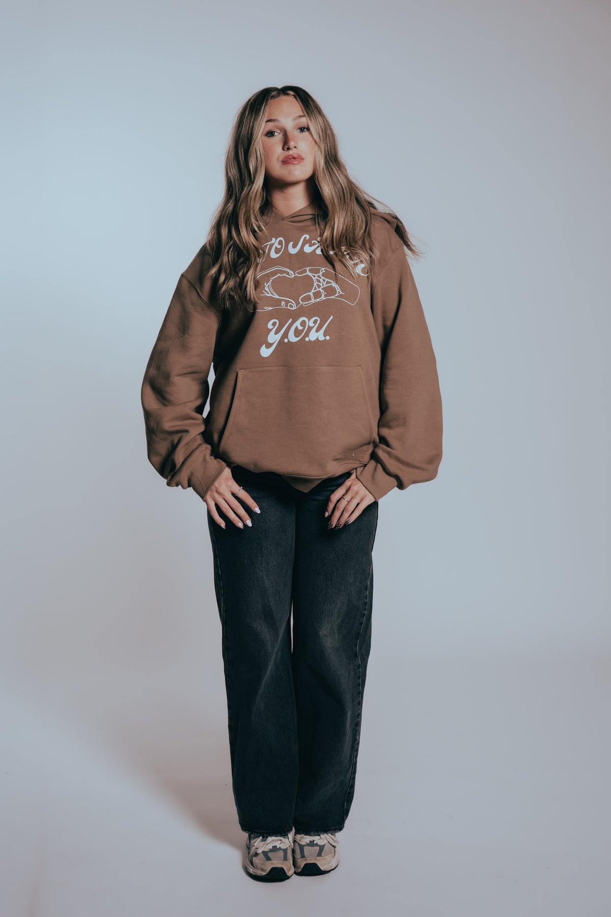 Volto Santo x Y.O.U. Heart Hands Pullover Hoodie in Brown Sugar
