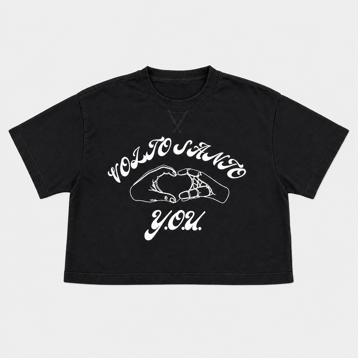 Volto Santo x Y.O.U. Heart Hands S/S Cropped Crew in Vegas Black