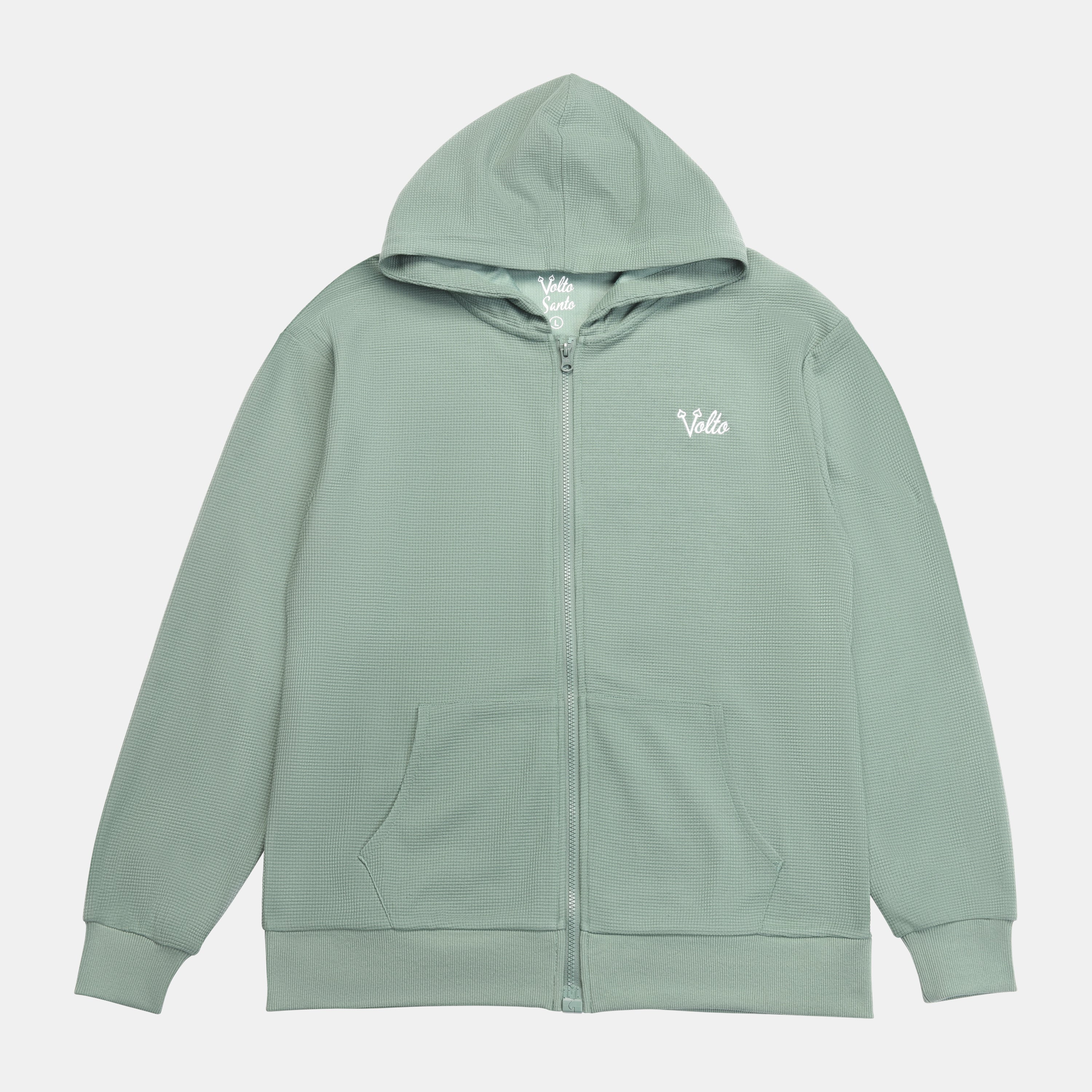 Volto Script Waffle Zip-Up Hoodie