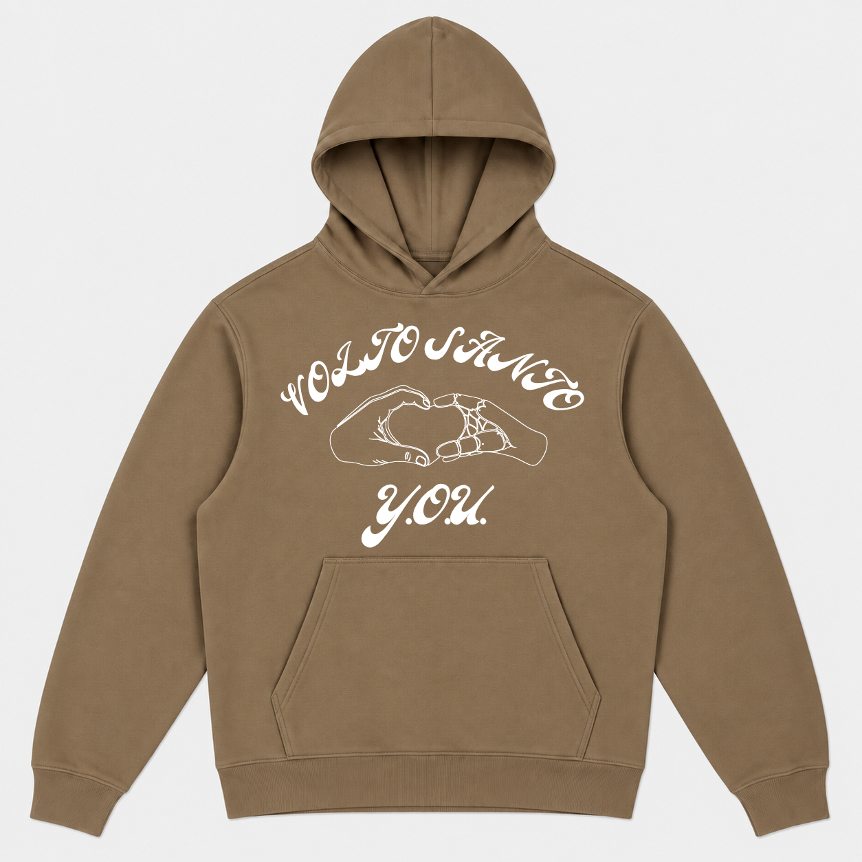 Volto Santo x Y.O.U. Heart Hands Pullover Hoodie in Brown Sugar